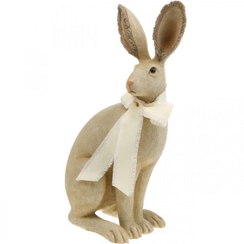 Floristik24 Osterhase sitzend mit Schleife Polyresin Tischdeko Ostern H30cm