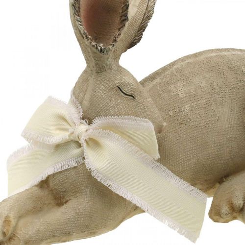 Floristik24 Osterhase liegend mit Schleife Polyresin Osterdeko 28cm