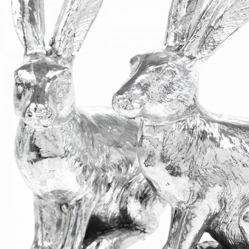 Artikel Osterhase sitzend Silbern Hase Dekofigur Ostern 13cm 2St