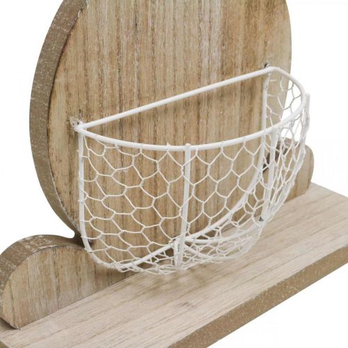 Floristik24 Holzhase mit Korb, Frühlingsdeko, Osterhase mit Pflanzkorb Natur, Weiß H48cm