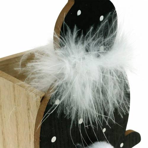 Floristik24 Hase Pflanzkasten Federboa Schwarz, Weiß gepunktet Holz Osterhase