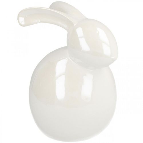 Artikel Keramikhase, Osterfigur, Frühlingsdeko, Osterhase Weiß, Perlmuttfarben H17cm