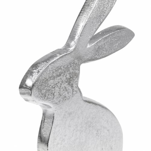 Floristik24 Hase silbern Metall Holzsockel Osterhase Dekoration Ostern