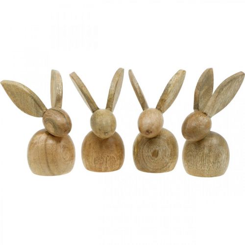 Floristik24 Osterdeko Hase Holz Deko sitzend Osterhase Natur 12cm 4St