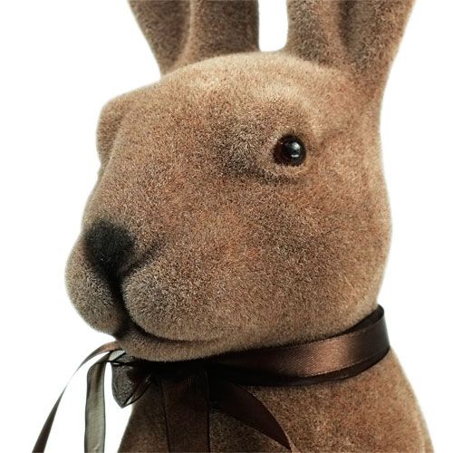 Floristik24 Hase sitzend Braun beflockt H44cm