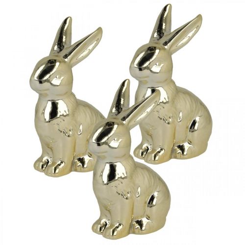 Floristik24 Osterhase Deko Osterhase Gold Hase sitzend H12cm 3St