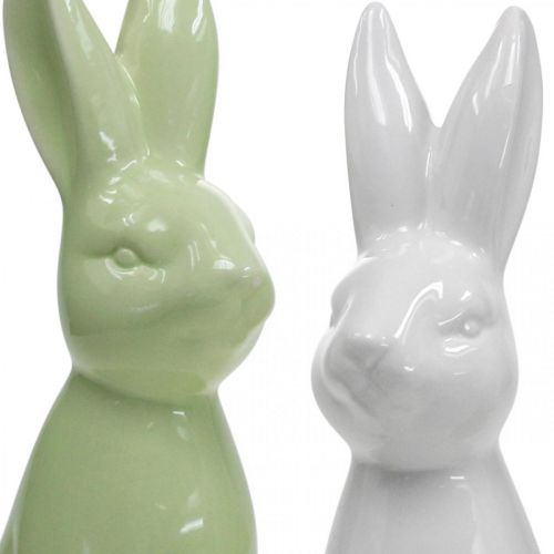 Floristik24 Hase Keramik Weiß, Creme, Grün Osterhase Deko Figur H13cm 3St