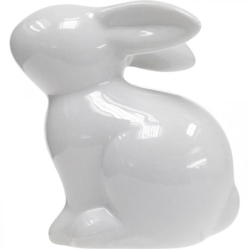 Floristik24 Deko Hase Keramik Weiß Osterhase sitzend H8,5cm 4St