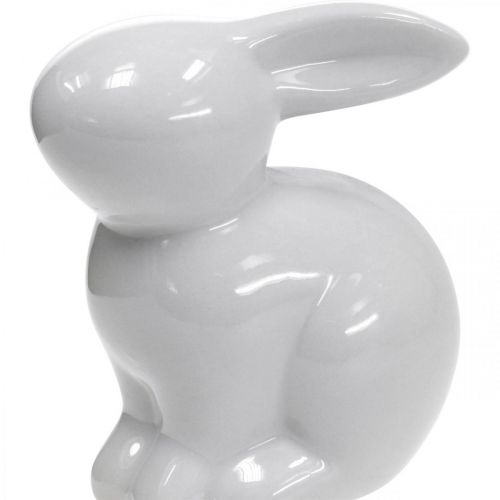 Floristik24 Deko Hase Keramik Weiß Osterhase sitzend H8,5cm 4St