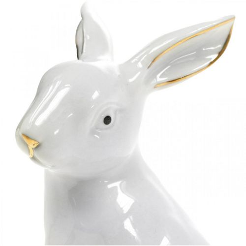 Artikel Keramik Hase Osterdeko Weiß Gold Osterhase H7,5cm 4St