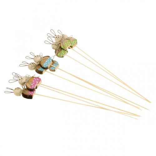 Floristik24 Hase Blumenstecker Holz Rost Deko Osterhase am Stab 8cm 9 St