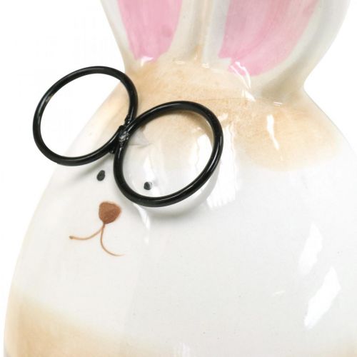 Floristik24 Deko Osterhasen Keramik mit Brille, Osterdekoration Hasenpaar H19cm 2St