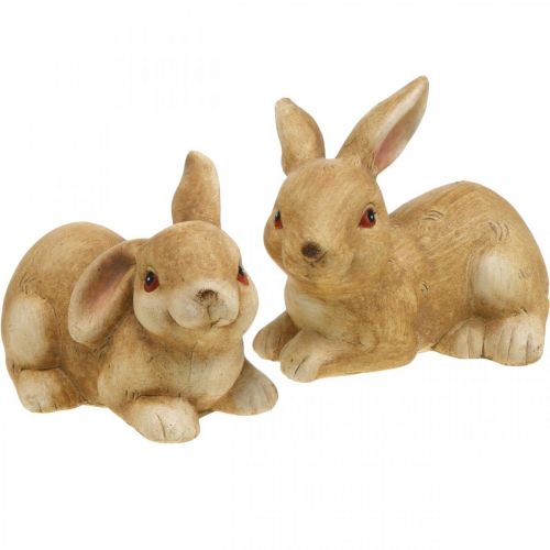 Floristik24.at Osterhase liegend Braun Keramik Hasenpaar Deko Figur 15,5cm  2St-03448