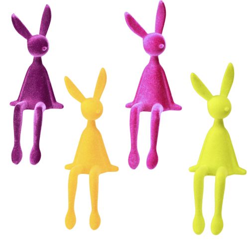 Floristik24 Hasen Kantenhocker Osterhasen Bunt beflockt – 2. Wahl – 28cm 4 St