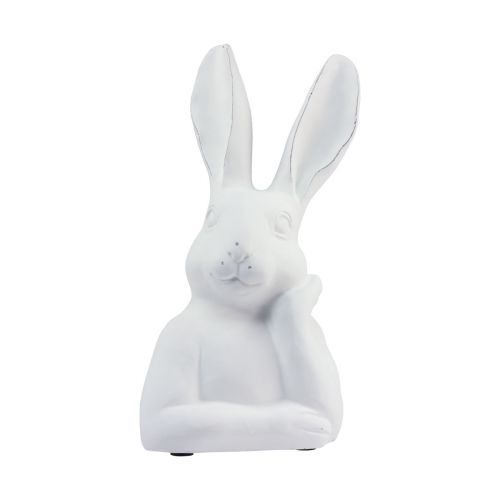 Floristik24 Hasen Deko Hase Weiß Kunststein Denkend 18×12,5×30,5cm