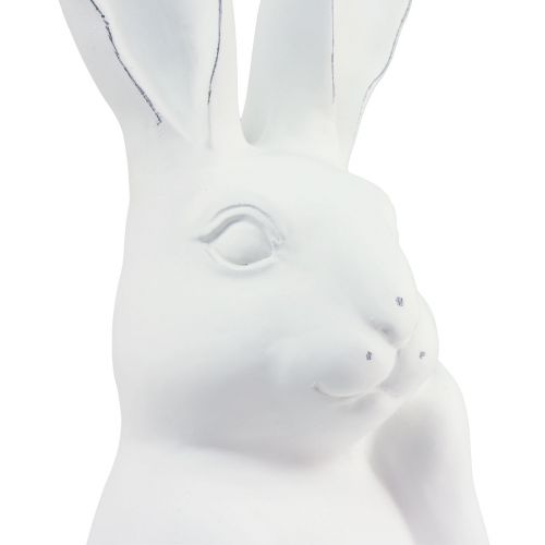 Floristik24 Hasen Deko Hase Weiß Kunststein Denkend 18×12,5×30,5cm