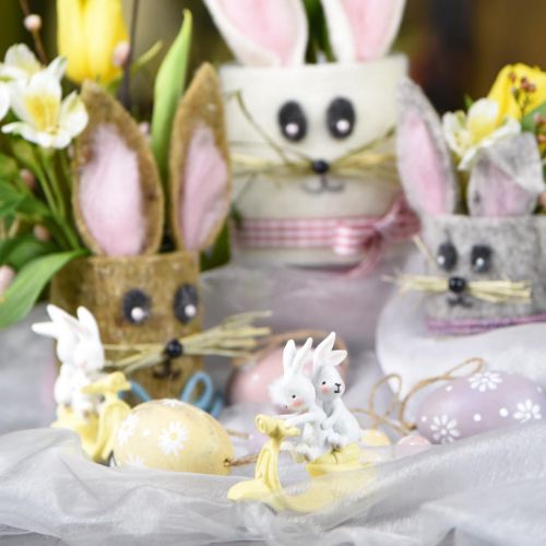 Floristik24 Frühlingsdeko mit Glitzer, Hasen auf Roller, Osterdeko H9cm L7,5cm 3St