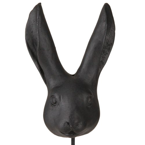 Floristik24 Hasenkopf Deko am Stab Hasen Schwarz matt 10cm 2St
