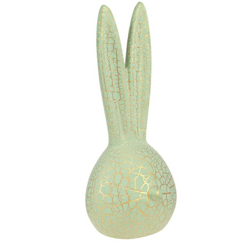Floristik24 Hasenkopf Osterhasen Deko Mintgrün Gold Krakelee H28cm