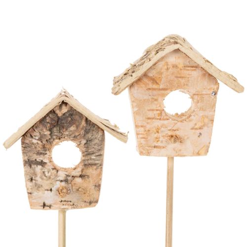 Deko-Vogelhaus aus Birke 5 cm mit Stab 4er-Set | Floristik24.at