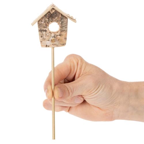 Deko-Vogelhaus aus Birke 5 cm mit Stab 4er-Set | Floristik24.at