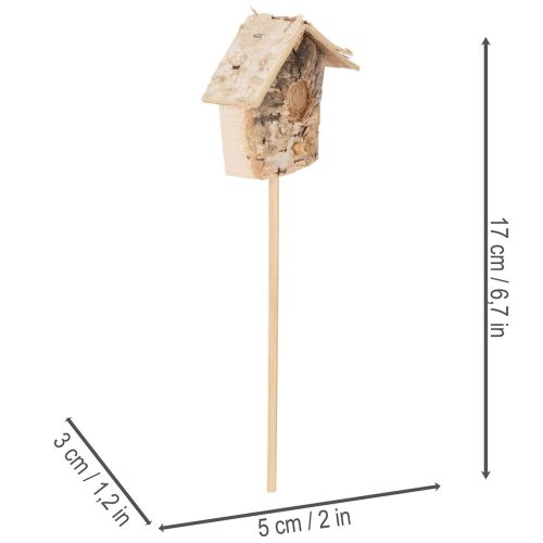 Deko-Vogelhaus aus Birke 5 cm mit Stab 4er-Set | Floristik24.at