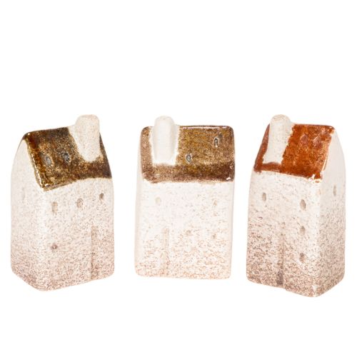 Dekohaus Set Keramikhäuser Miniatur 7 cm 3 Stück Handbemalt