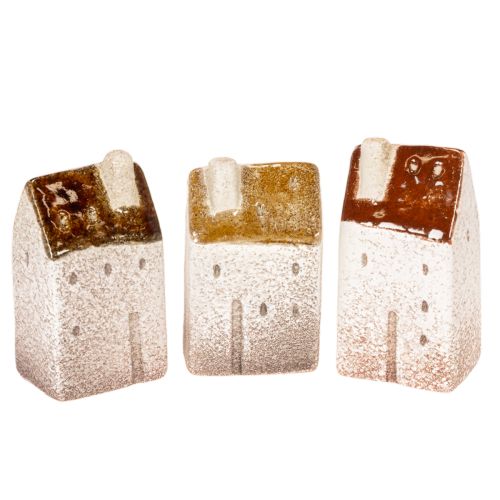 Dekohaus Set aus Keramik, Braun, 9 cm, 3-teilig bestellen | Floristik24.at