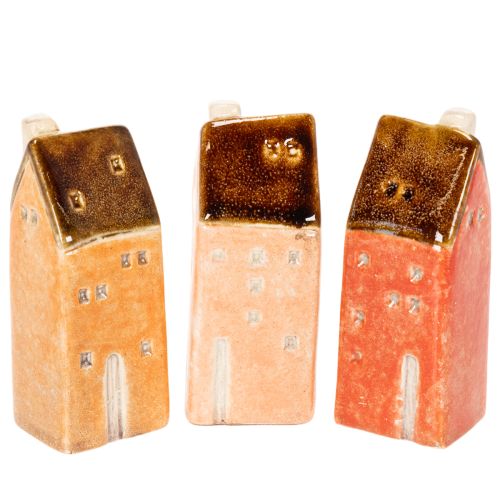Keramik-Dekohäuser 10 cm 3er-Set handbemalt für Innenbereich