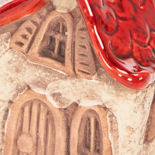 Keramik-Dekohäuser Mini-Set 8cm Rot-Beige 2-teilig | Floristik24.at
