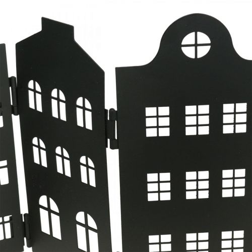 Floristik24 Deko Haus Metall Schwarz Aufsteller Stadtsilhouette 40×18cm