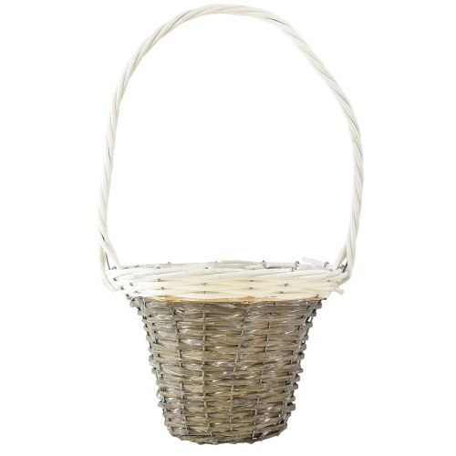 Artikel Henkelkorb Weide Korb Grau Weiß Ø25 H45cm