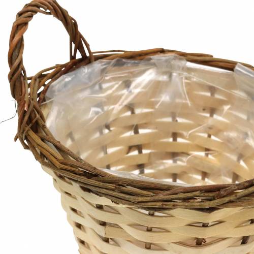 Floristik24 Pflanzgefäß Osterkorb mit Henkeln Rund Creme, Braun Ø15/18cm 2er-Set