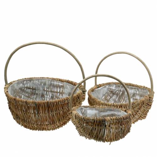 Floristik24 Henkelkorb rund Natur Ø32/28/22cm 3er-Set