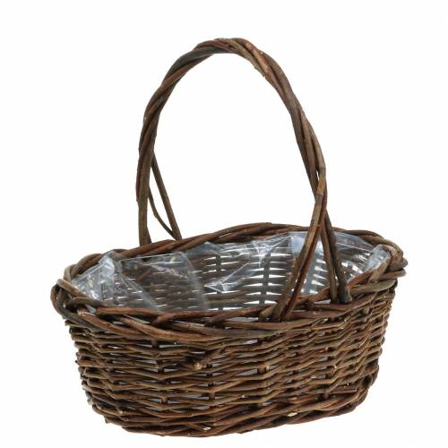 Floristik24 Henkelkorb oval Holz Natur 27×20cm H27cm