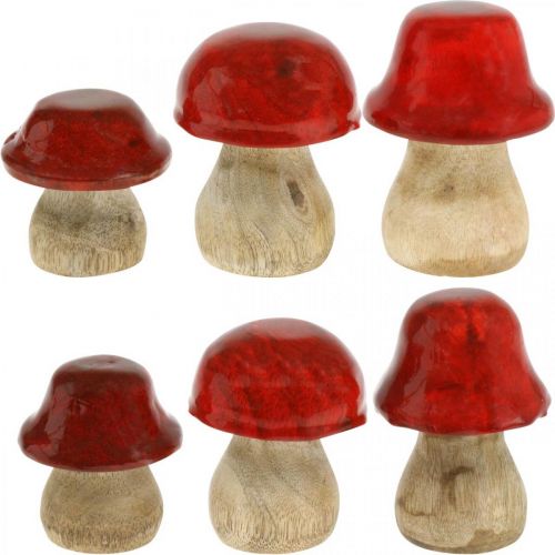 Floristik24 Herbstdeko Deko Pilze aus Holz Rot Holzpilze H5-7cm 6St