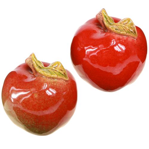 Herbstdeko Keramik Äpfel Tischdeko Rot Grün H9cm 2 St