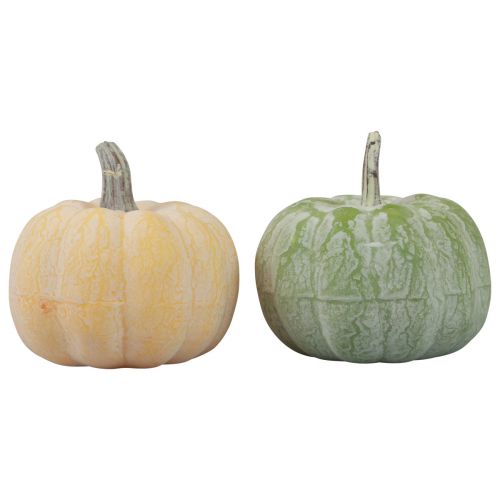 Herbstdeko Deko Kürbisse geweißt Orange, Grün 7,5cm 6 St