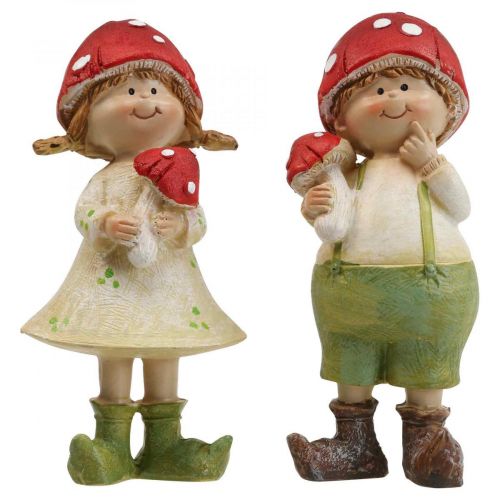 Herbstkinder Dekofiguren Junge und Mädchen Pilzkinder 2St