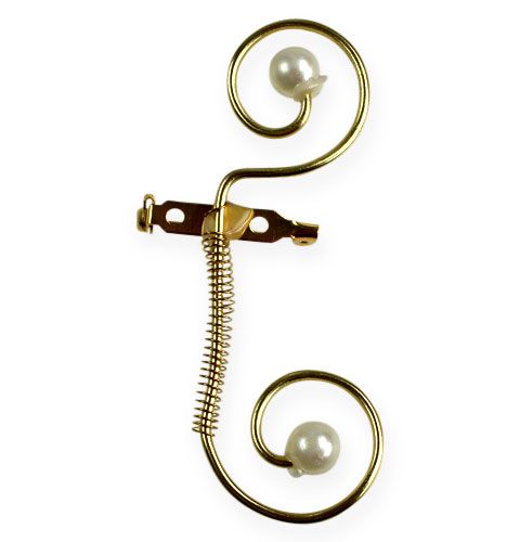 Floristik24 Hochzeitsanstecker mit Perlen, Gold 8cm 24St