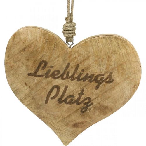 Artikel Herz aus Holz, Lieblingsplatz Schild, Dekoherz zum Hängen H13cm