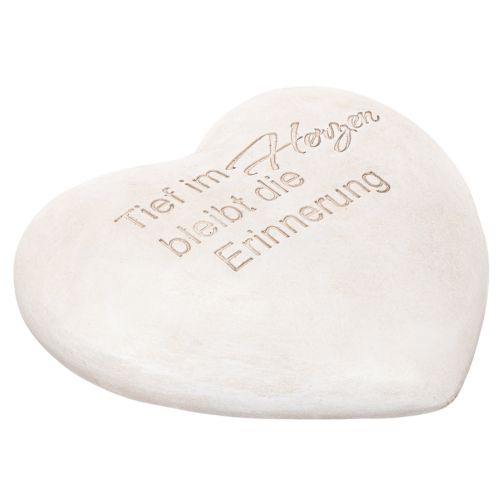 Herz Gedenkstein aus Polyresin 17cm in Grauton mit Spruch