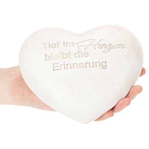 Herz Gedenkstein aus Polyresin 17cm in Grauton mit Spruch | Floristik24.at