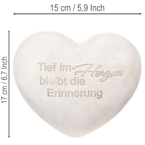 Herz Gedenkstein aus Polyresin 17cm in Grauton mit Spruch | Floristik24.at