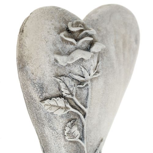 Floristik24 Herz mit Rose Grau 16,5cm x 10cm 2 St