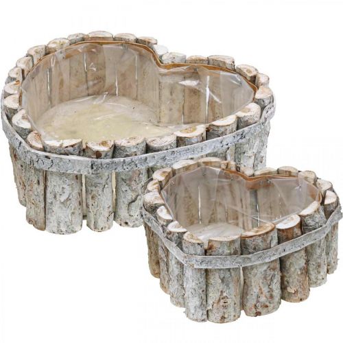 Floristik24 Pflanzschale, Pflanzgefäße Holz, Herz zum Bepflanzen B29/20,5cm H10/9cm 2er-Set