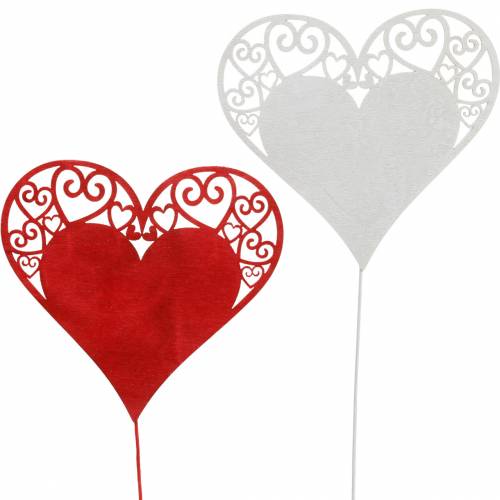 Floristik24 Herz am Stab, Dekostecker Herz, Hochzeitsdeko, Valentinstag, Herzdeko 16 St