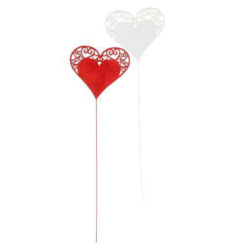 Floristik24 Herz am Stab, Dekostecker Herz, Hochzeitsdeko, Valentinstag, Herzdeko 16 St