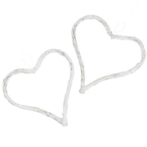 Herz aus Bast zum Hängen Weiß 15cm 8St | Floristik24.at