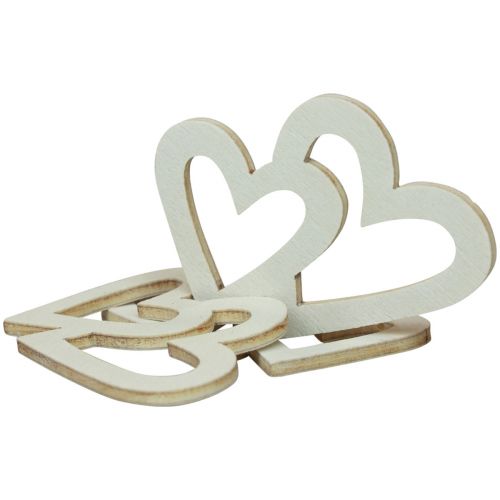 Artikel Herz Deko Streudeko Doppelherzen Holzdeko Creme 4,5cm 48 St